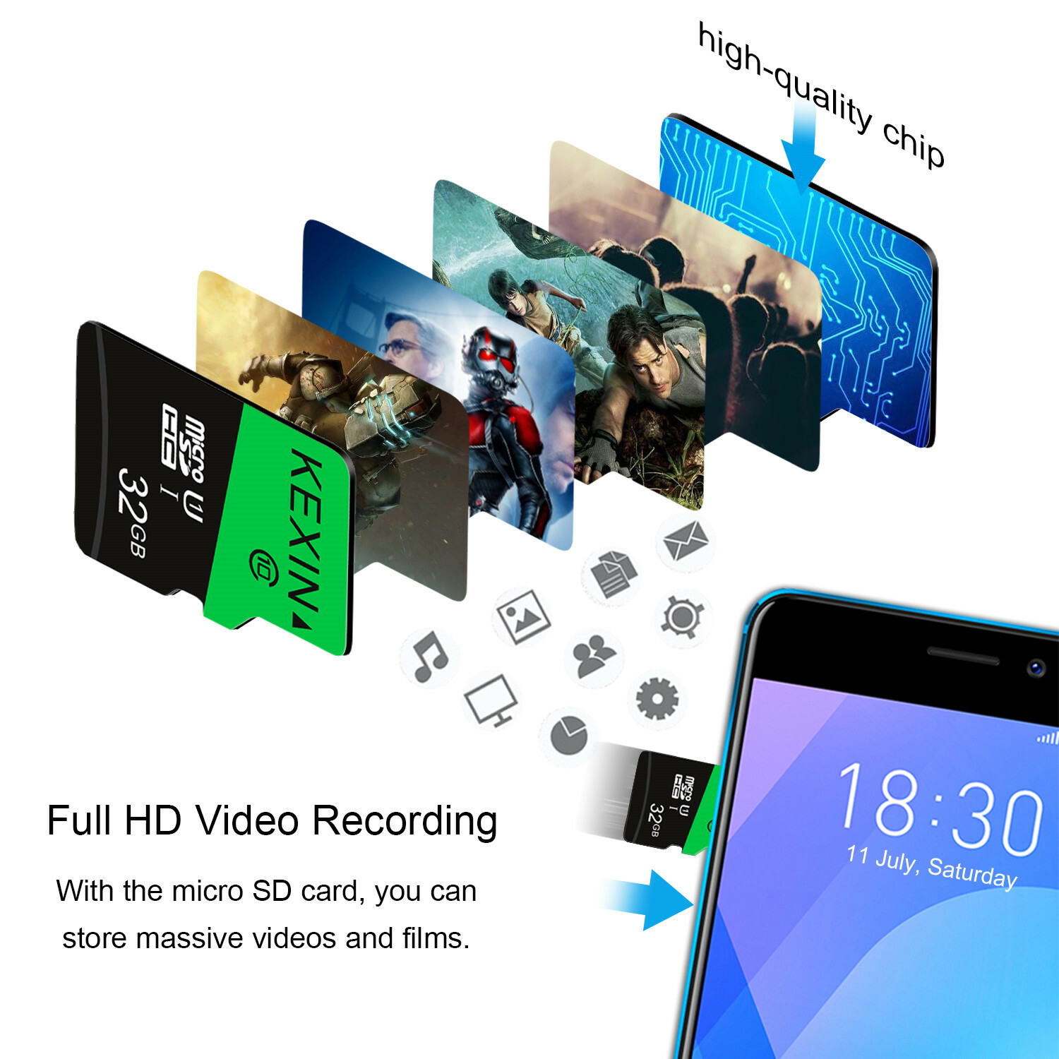 3Pack 32GB Micro SD TF Card SDHC Class 10 Flash Memory Card For Phone Camera