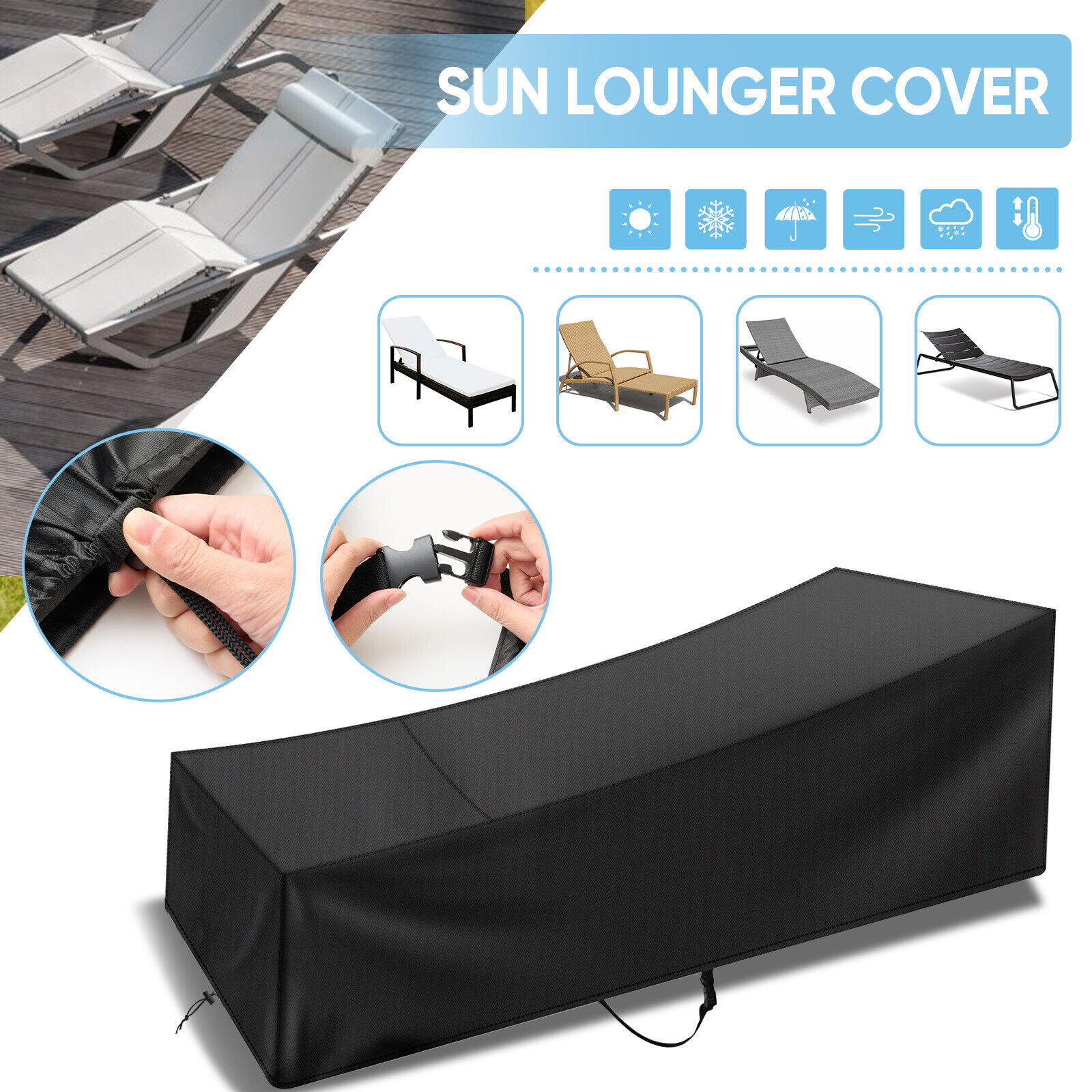 Patio Chaise Lounge Cover Waterproof Heavy Duty Outdoor Furniture Chair Cover US