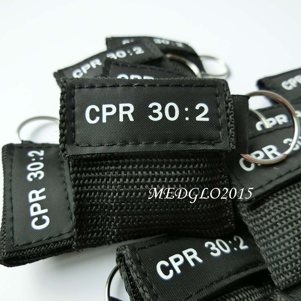 100pcs CPR Face Shield One Way Valve Keychain CPR Training tools 30:2 Black