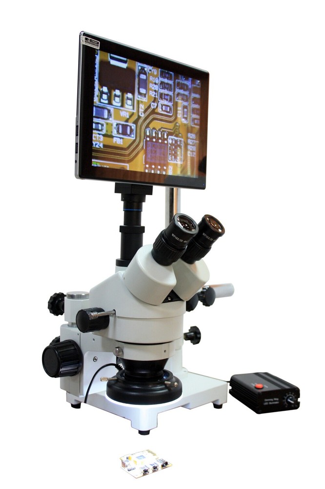 Electronics Repair Stereo Microscope 10–30× Boom, 4K Camera & 9″ 4k Screen