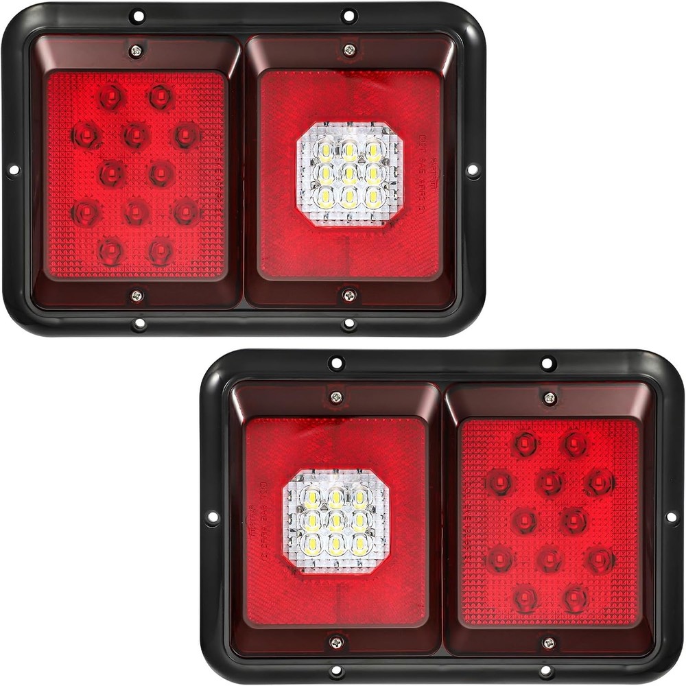 Partsam 2Pcs Double Led Trailer Tail Lights with Horizontal Mount Dual Red