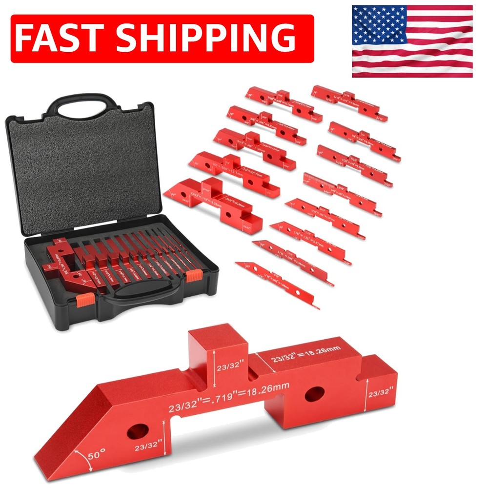 Compact 14PCS Router and Saw Precision Alignment Gauge Set with Storage Case
