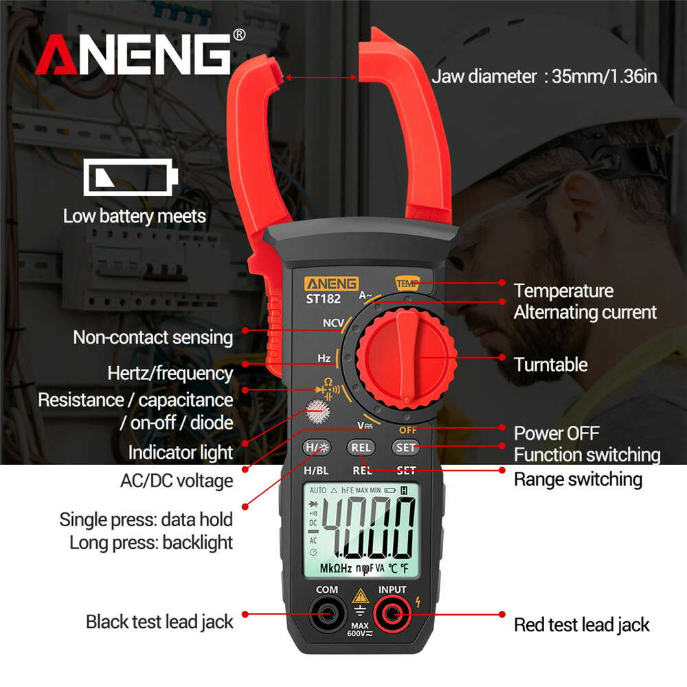 ANENG Digital Multimeter Clamp Meter AC DC Amp Ohm Volt Diode Tester Auto Range