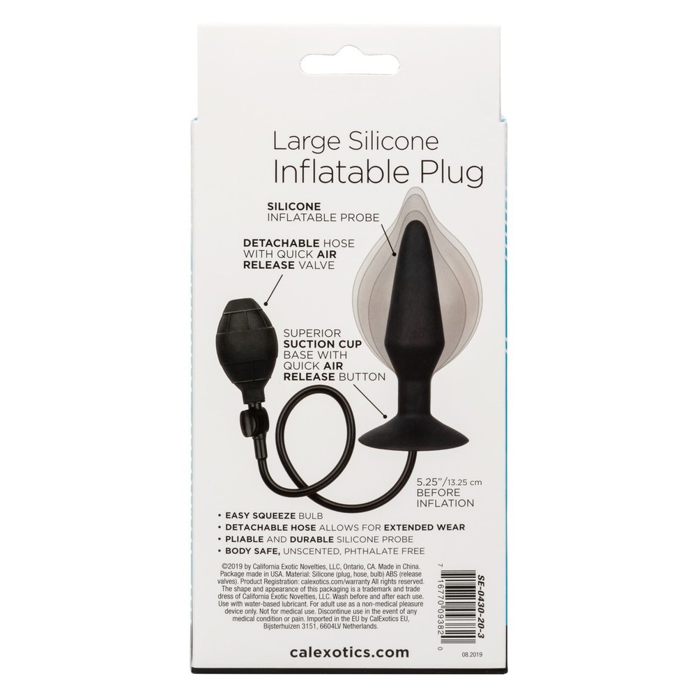CalExotics Large Black Silicone Inflatable Anal Butt Plug