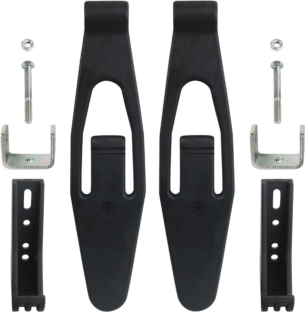 Hood Latch Strap with Catch Bracket Kit 2 Pack Compatible 2 SET, Black