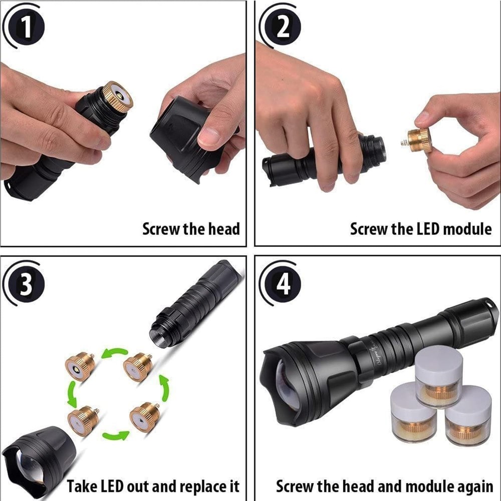 Spot & Flood Modes Hunting Flashlight with Multiple Mounts