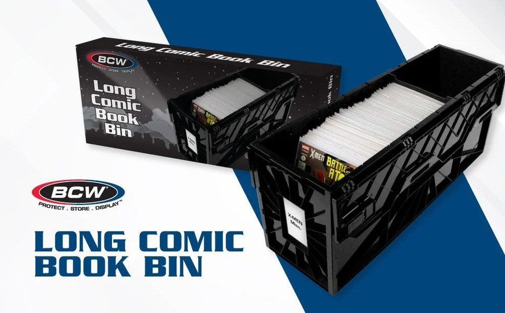 BCW LONG Comic Book Storage Box Bin Heavy Duty Plastic Stackable Hold 300 Bags