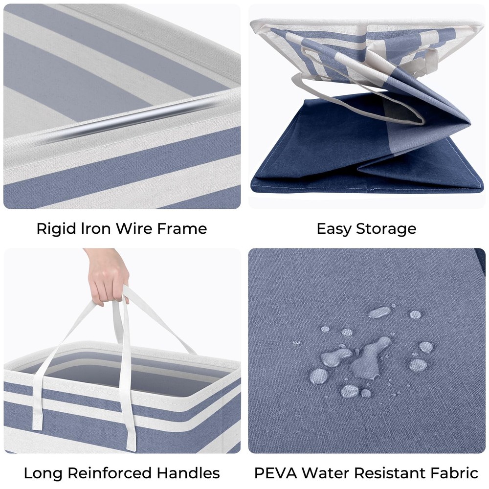 2-Pack Large Laundry Basket, Waterproof, Freestanding Laundry Hamper, Collaps...