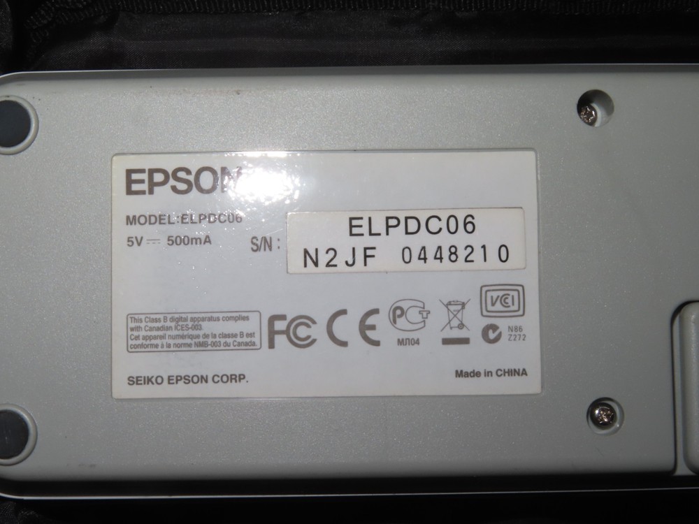 Epson ELPDC06 4x Digital Zoom Portable Compact Document Camera w/USB Cable Case