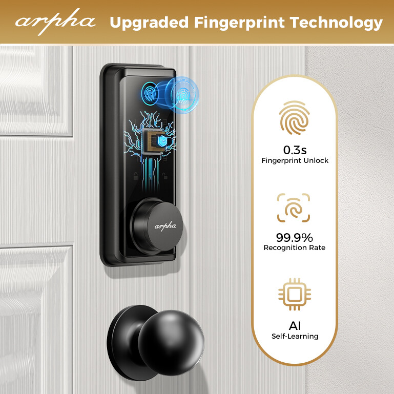 ARPHA Keyless Entry Smart Door Lock+Handle Fingerprint Deadbolt App Auto Lock