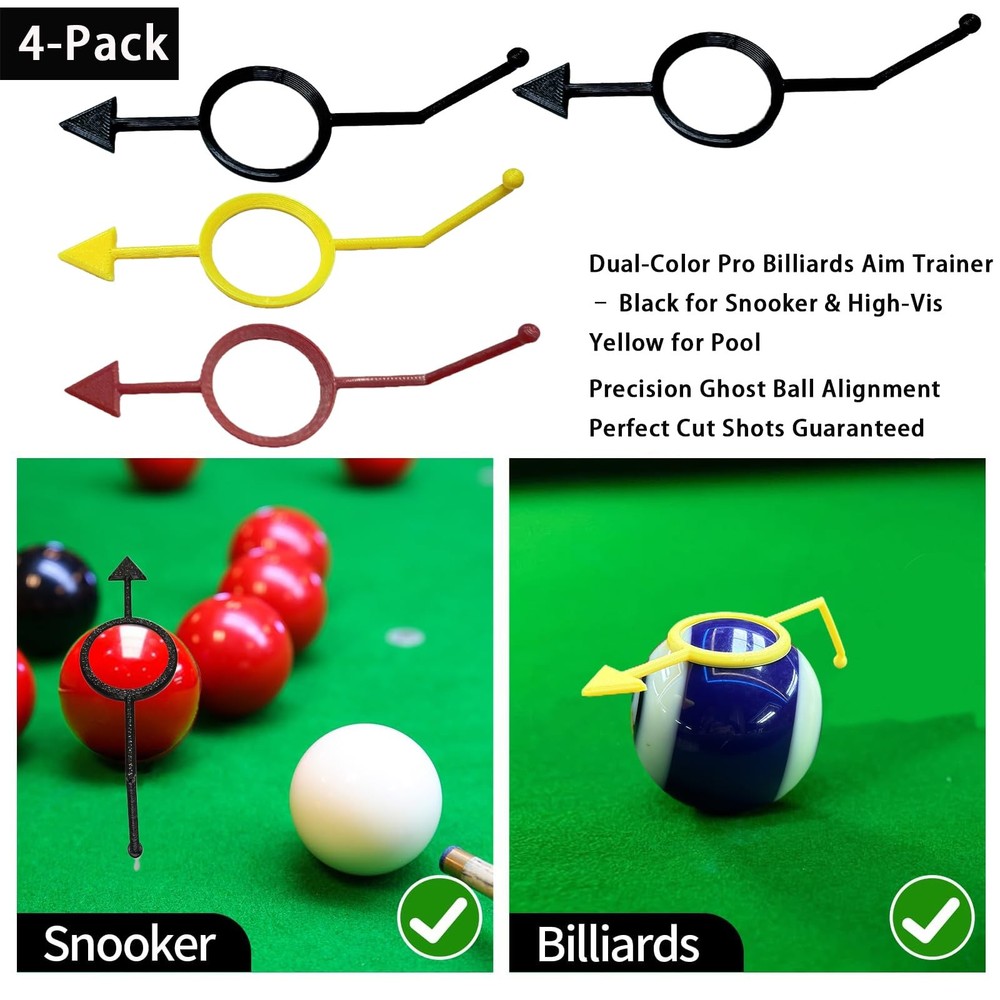 4Pack Billiards Aiming Trainer Billiards Accessories, Training aids