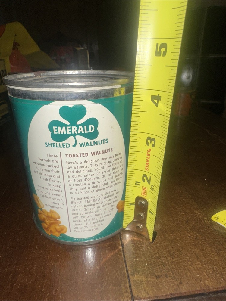 Vintage Emerald Shelled California Walnuts Can