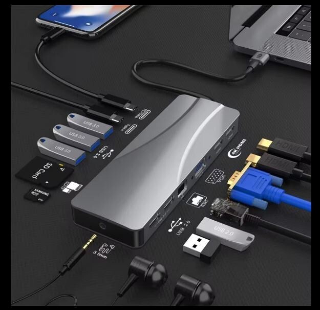 USB C Docking Station Adapter - 4K HDMI, USB 3.0, Ethernet, SD Card Reader