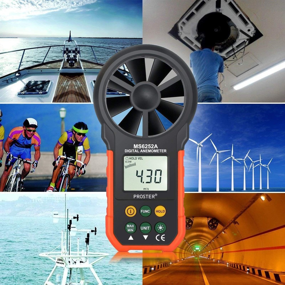 Handheld Anemometer Portable Wind Speed Meter Cfm Meter Wind Gauge With Lcd Back