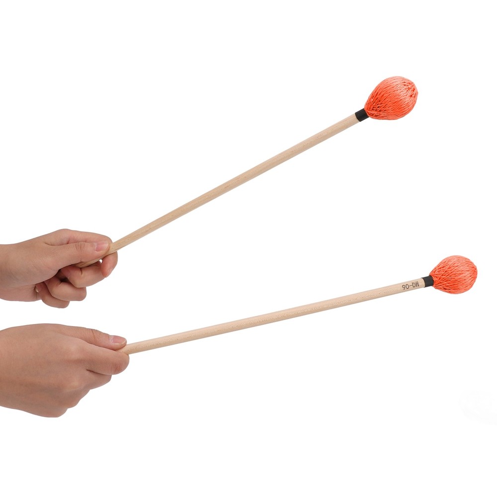 1 Pair Medium Hard Marimba Mallets For Percussion Playing Orange Excellent