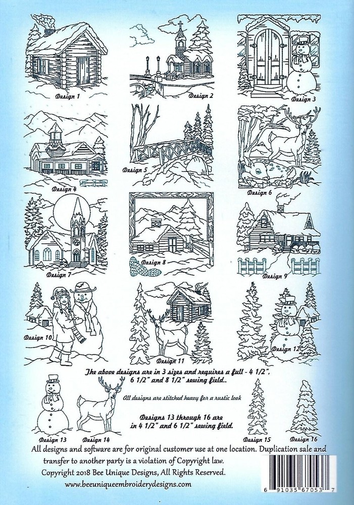 Bee Unique Embroidery Designs - Winter Scenes (CD-ROM) New