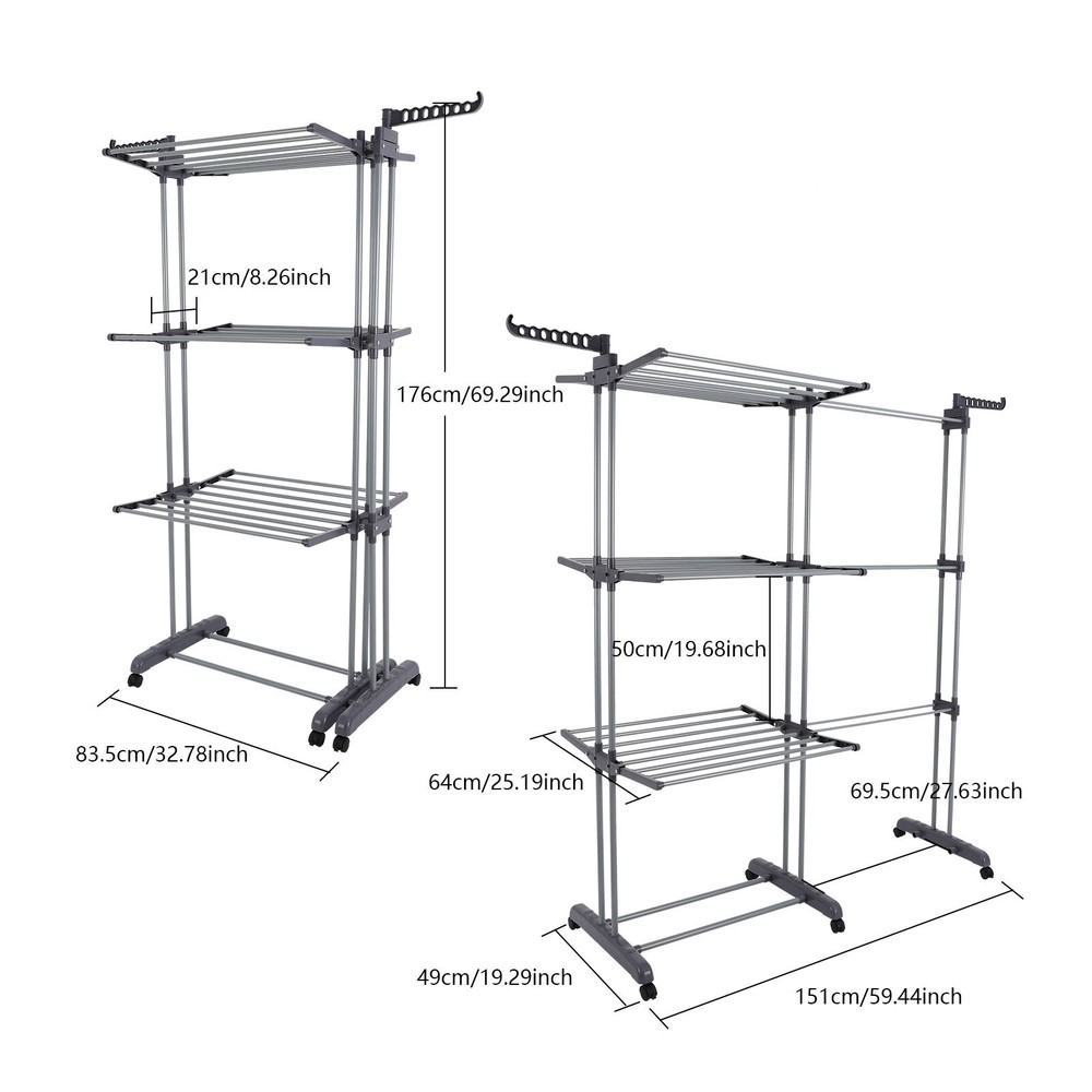 Foldable Clothes Drying Rack, Foldable Drying Rack, 3-Tier Folding Drying Rack