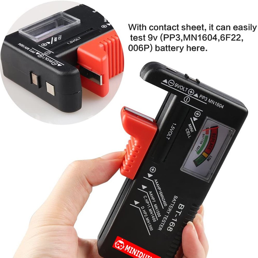 Universal Digital LCD Battery Checker Volt Tester Cell AA AAA C D 9V Button
