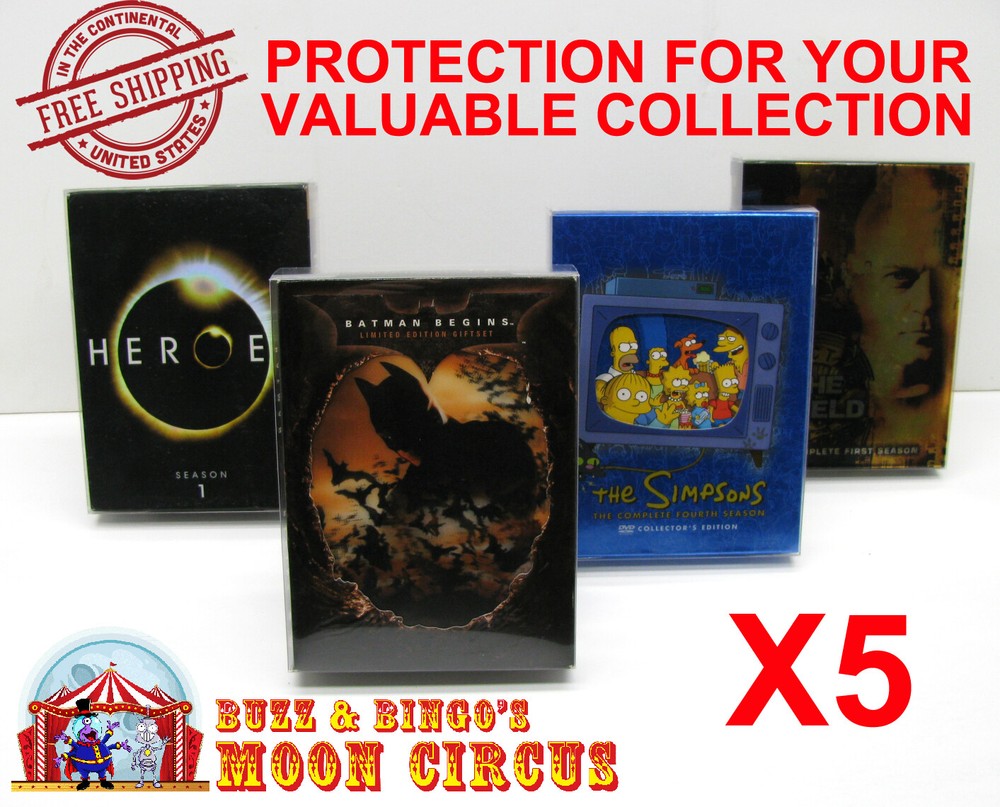 5x DVD OVERSIZED BOX SET (SIZE DVO B) - CLEAR PLASTIC PROTECTIVE BOX PROTECTOR
