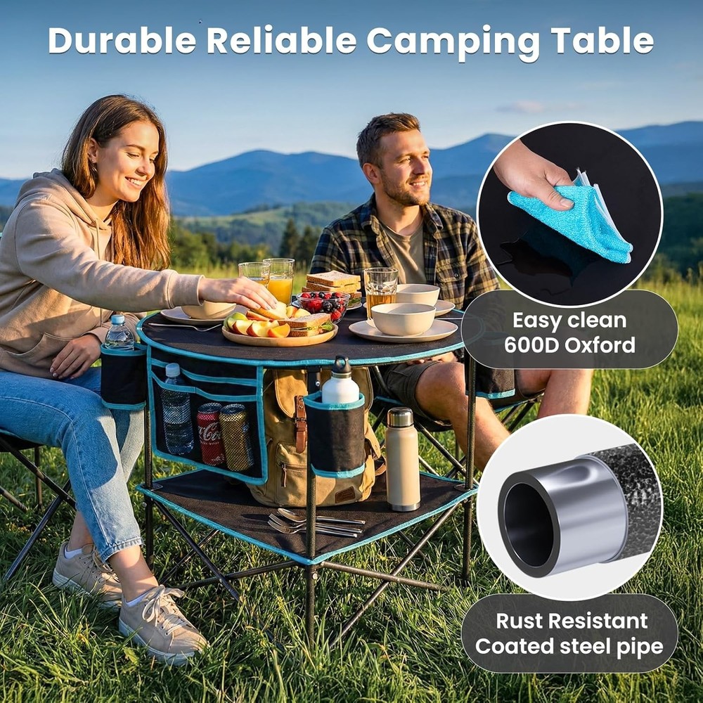 All in One Tailgate Table Portable Beach Table W/ Cup Holders Camping Table