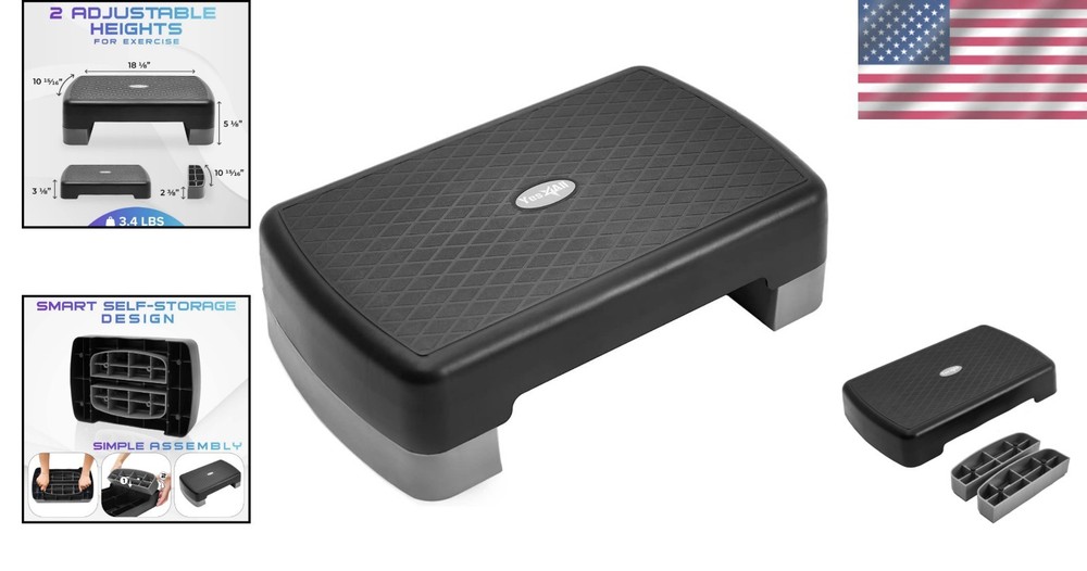 Space-Saving Aerobic Exercise Step Platform 18.9" – 300 lbs Capacity, Cool Grey