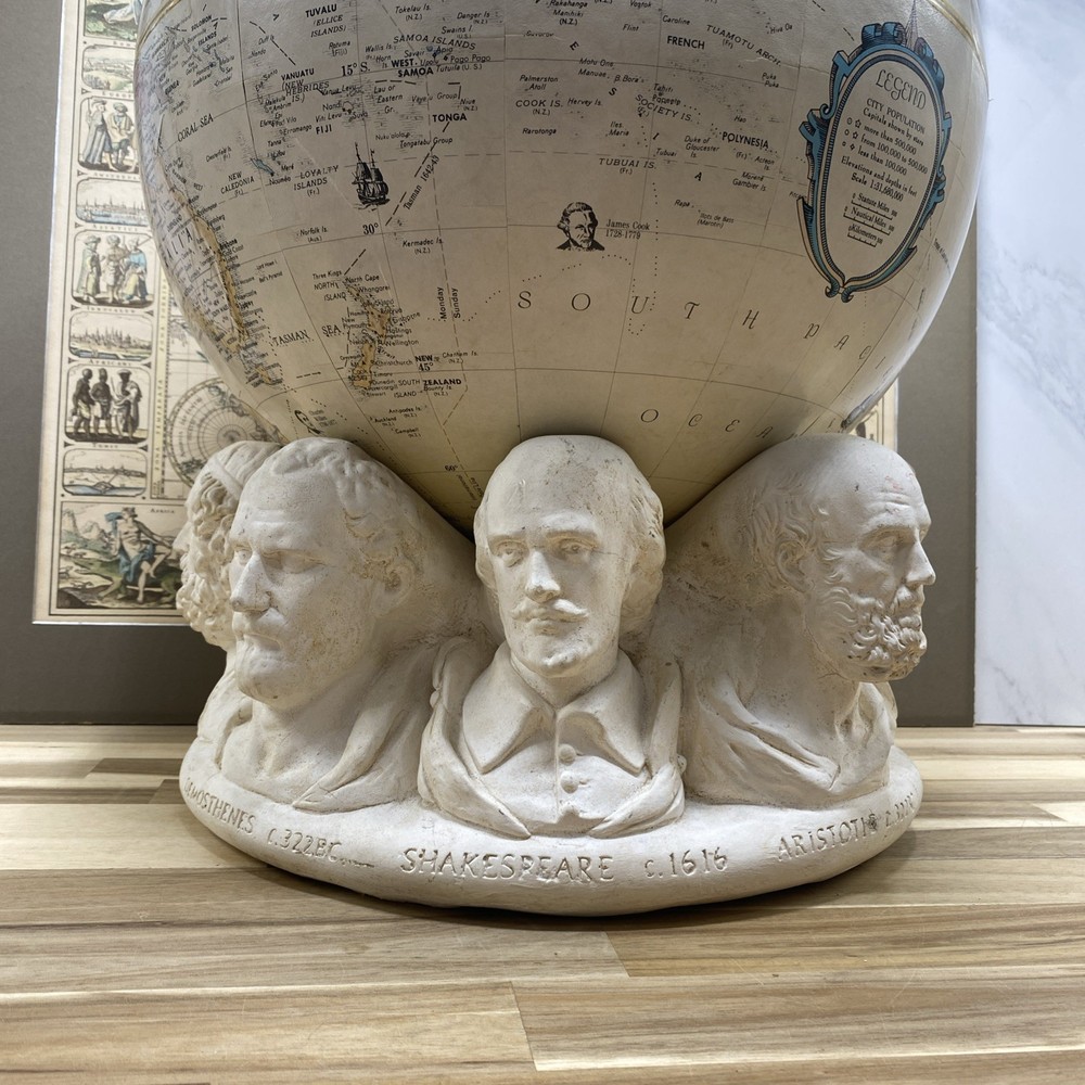 Replogle 16" Globe on Plaster Historical Figure Base