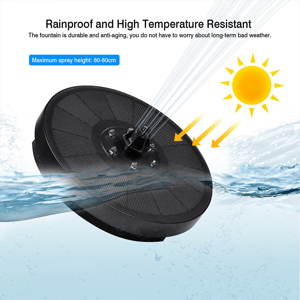 LED Solar Power Bird Bath Water Fountain Pump Floating Outdoor Pond Pool Decor