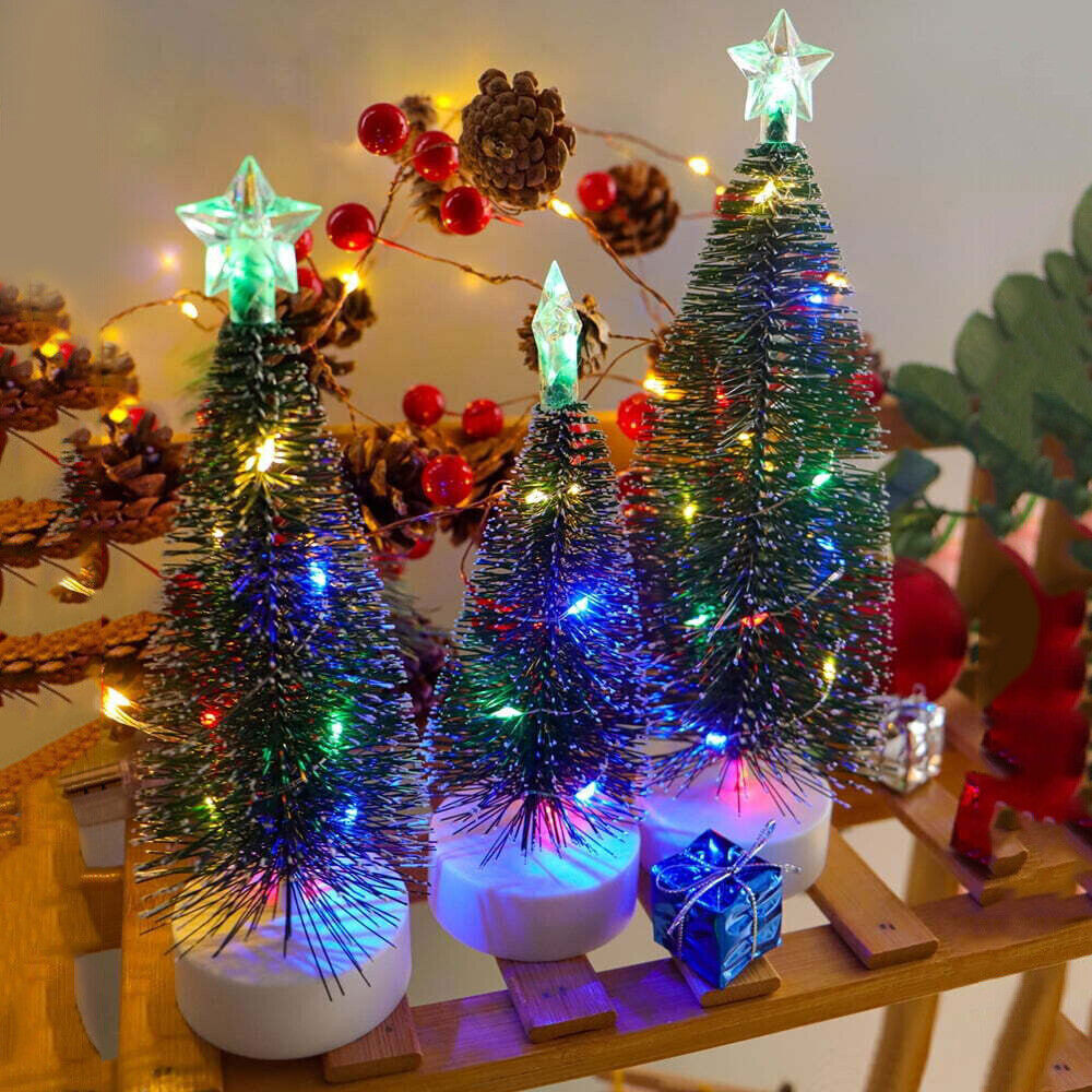LED Christmas Tree Decorations Desktop Mini Light Decor Luminous DIY Ornaments