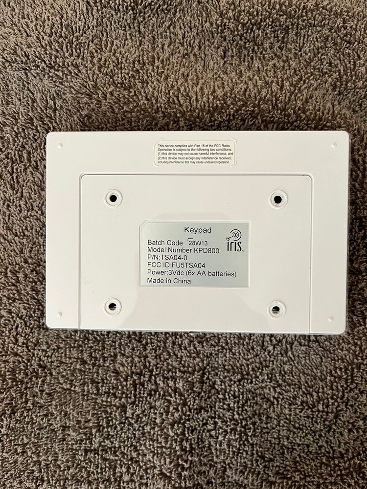 IRIS Model KPD800 White Home Security Wireless Keypad Only FAST SHIPPING