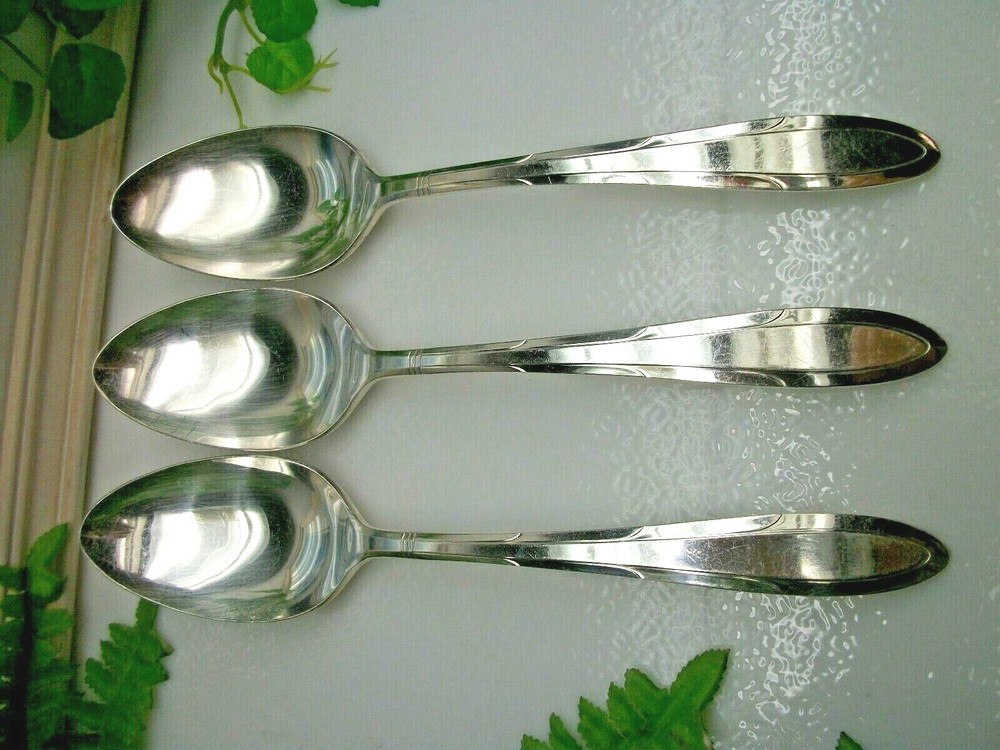 3 Oneida Silver Nobilty Plate REVERIE Silverplate Solid Serving Spoons 1937