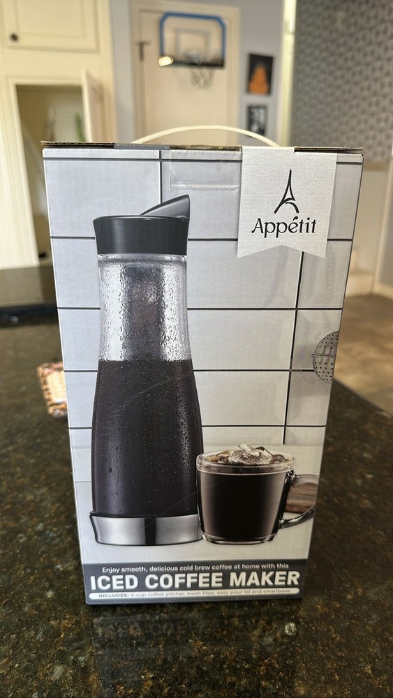 Appetit Iced Cold Brew Coffee Maker 4 Cup Pitcher Mesh Filter Smartbase