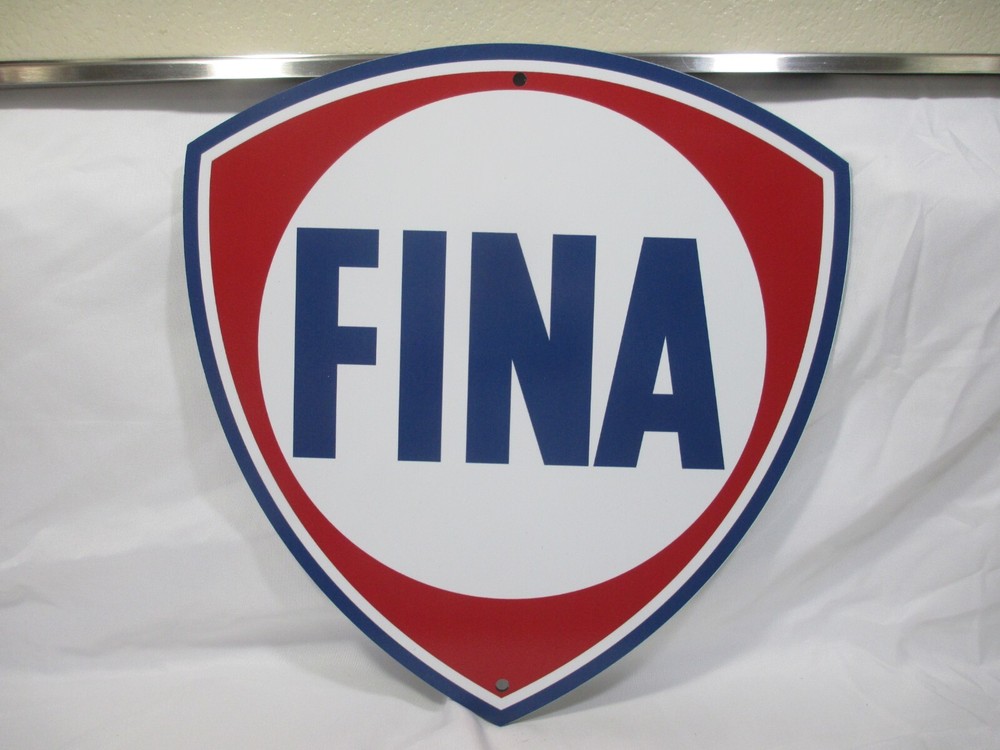 Fina Gasoline 11.5"x12" Die cut Metal Sign