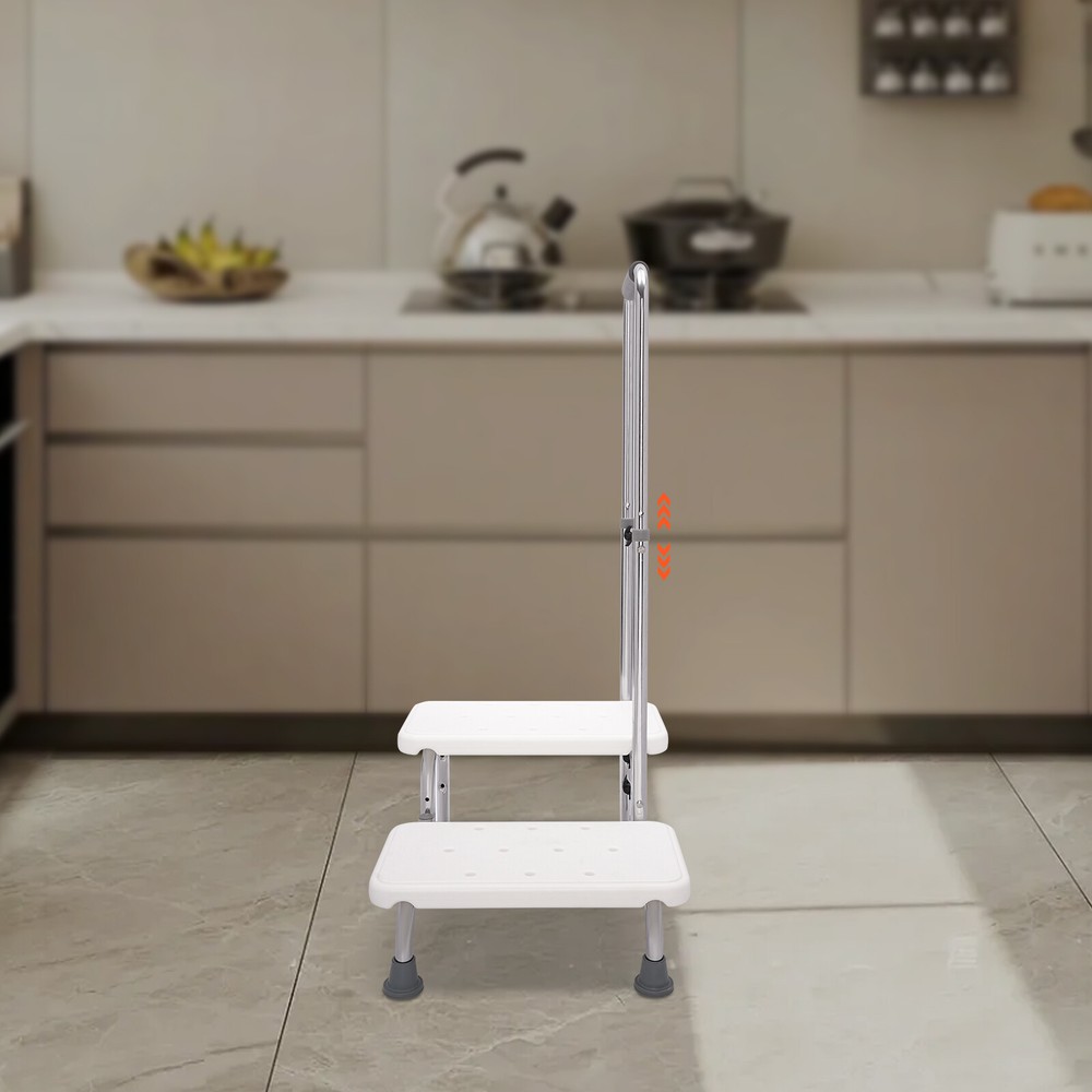 2 Steps Medical Foot Stool With Handle Heavy Duty Adjustable Height Step Stool