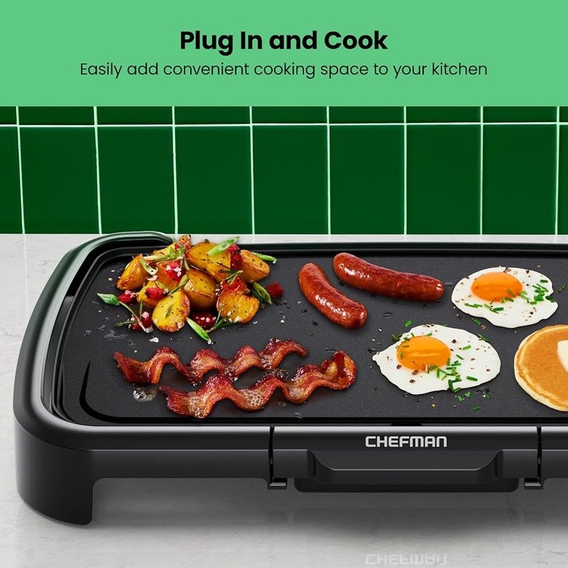 Nonstick Electric Griddle XL Cooking Surface Removable Temp Control Drip Tray US