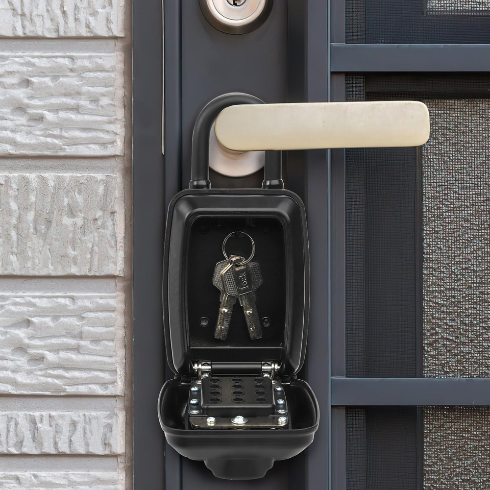 Key Lock Box for Outside, Waterproof Key Lockbox with 12-Digit Push Button Co...
