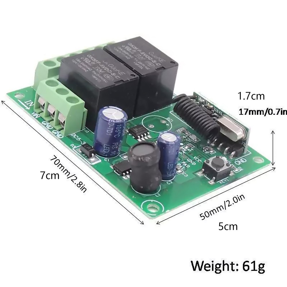 Wireless Remote Control Relay Transmitter 433MHz Universal DC 1* CR2032 Battery