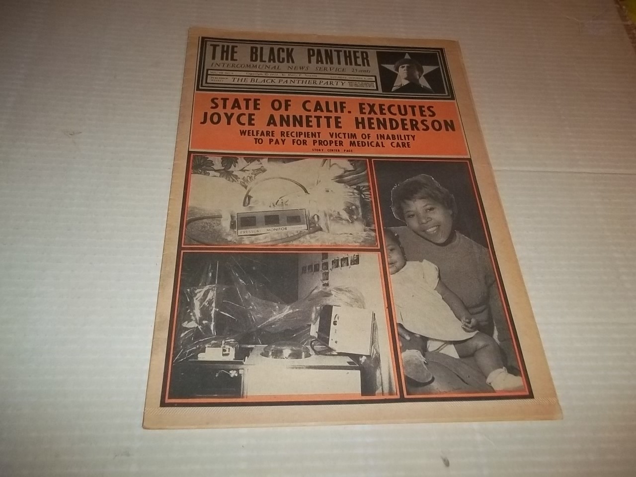 Black Panther Newspaper  Oct. 9, 1971  Bunchy Carter, Angela Davis VG+