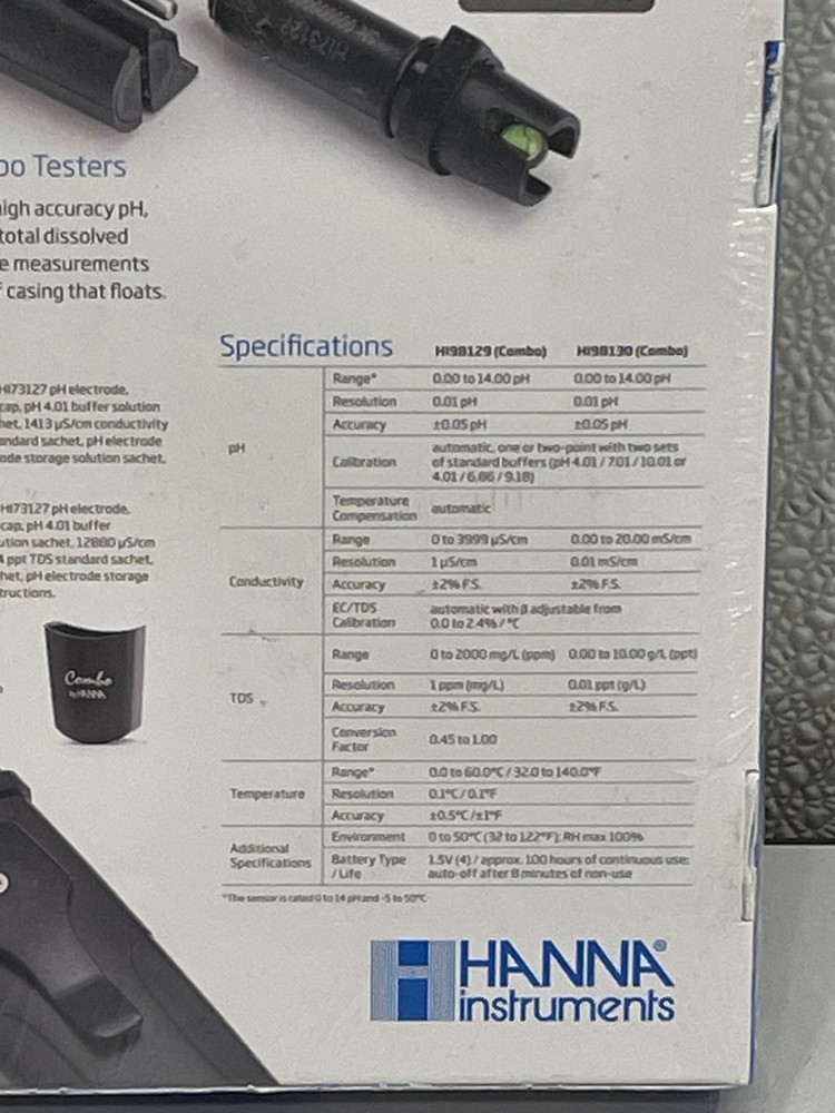 Hanna Instruments HI98129 Low Range pH/Conductivity/TDS Tester