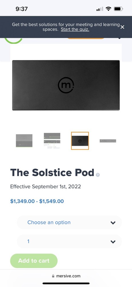 Mersive solstice pod wireless content sharing, conferencing. MSRP $1500