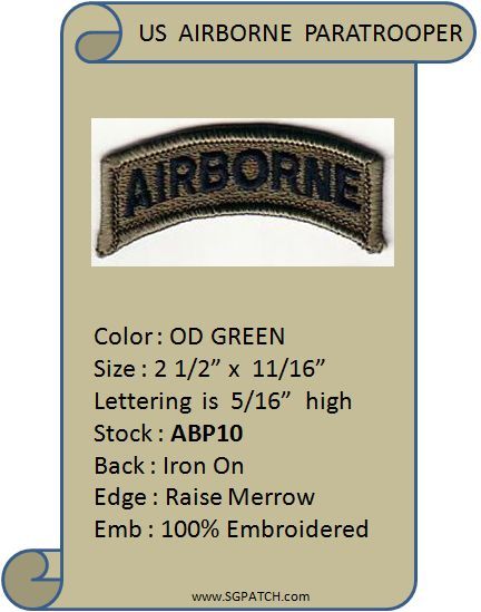 AIRBORNE OD GREEN TAB PATCH - ABP10