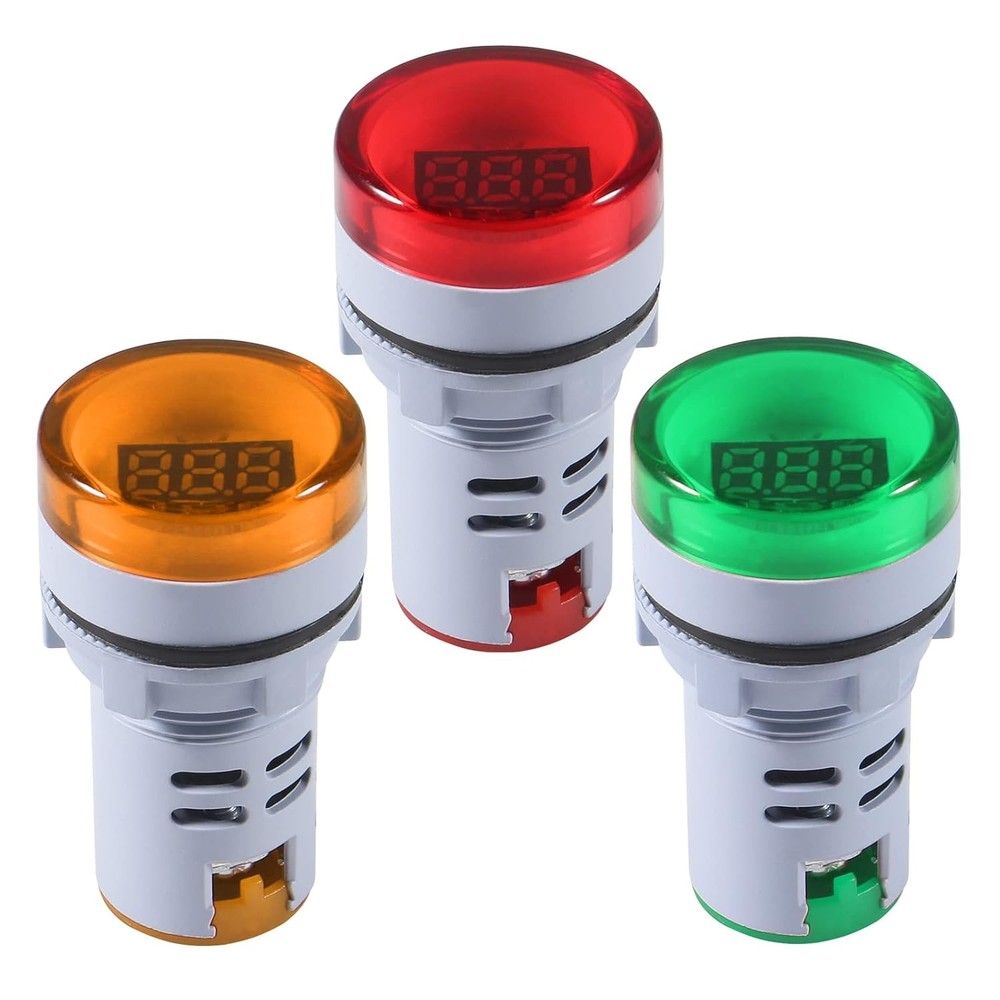 3pcs AC Voltage Display Digital LED Voltmeter Yellow,Green,Red