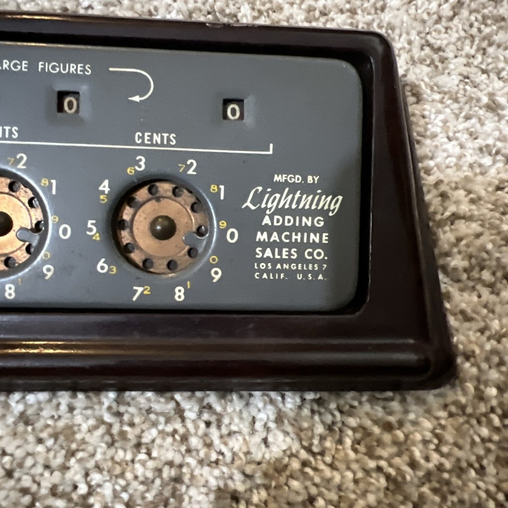 Vintage - The Lightning Portable Adding Machine Calculator Bakelite Angled Base
