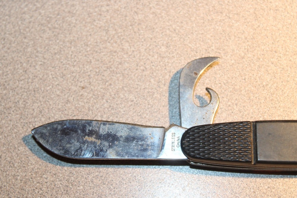 SABRE Campers Knife Japan Multi-Function Pocket Knife 3.75" w/ 4 Tools