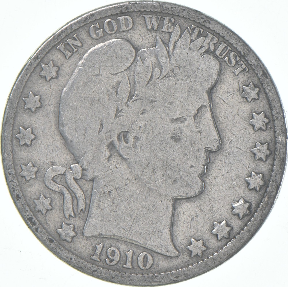 1910-S Barber Half Dollar Average Circ 90% Silver
