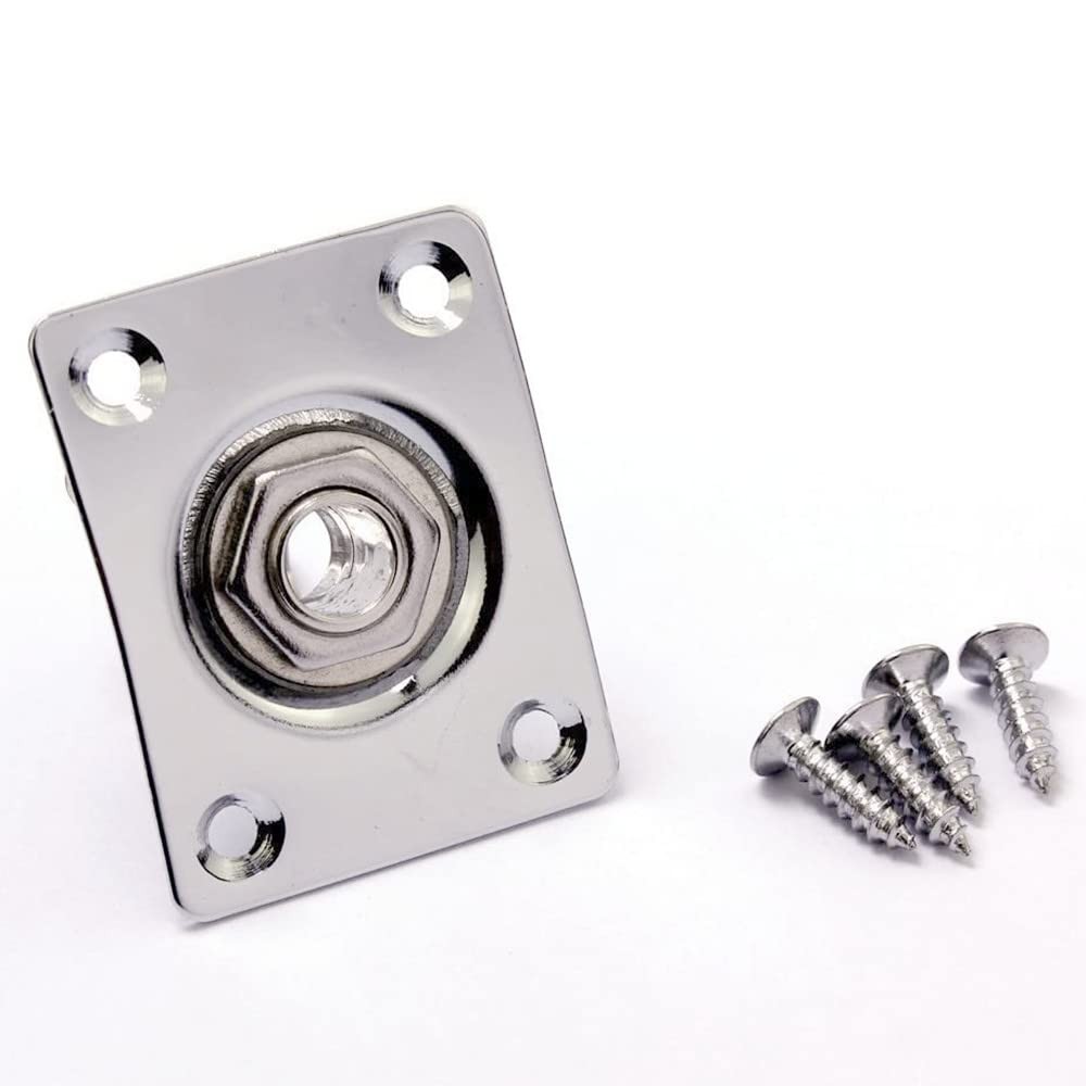 JD.Moon Square Metal 1/4 Output Jack Plate Input Socket Small, Chrome