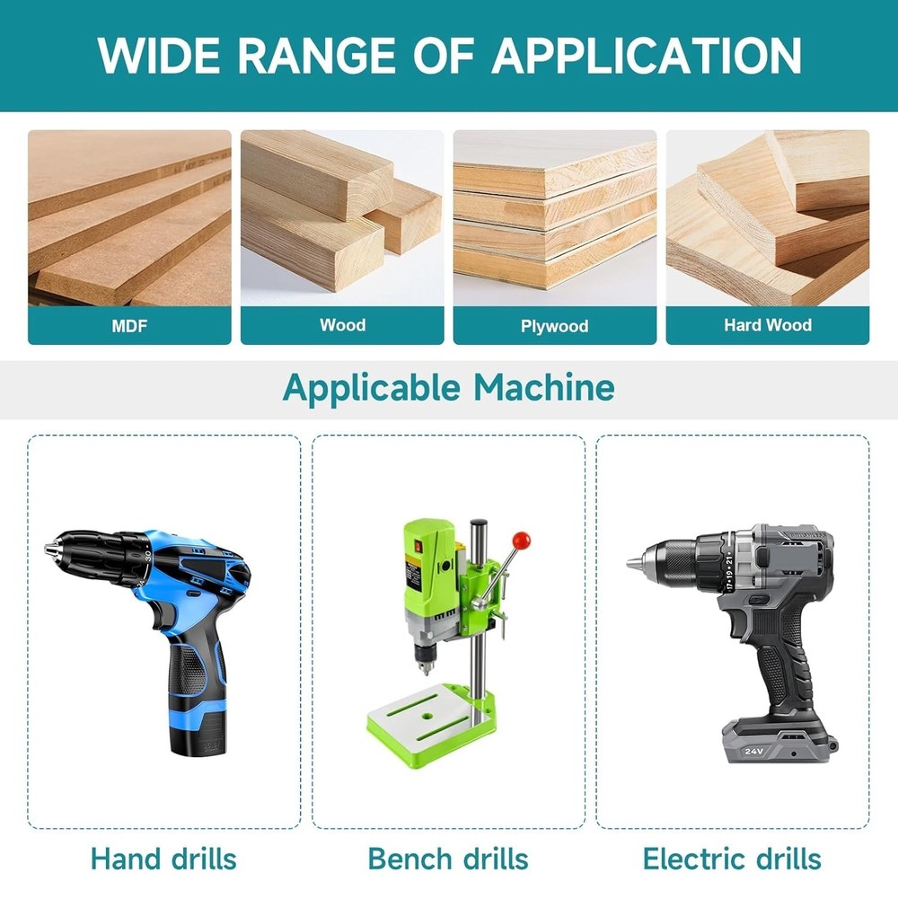 5Pcs Countersink Drill Bit Set - Ø 8mm Round Shank HSS Multi-size Countersink Dr