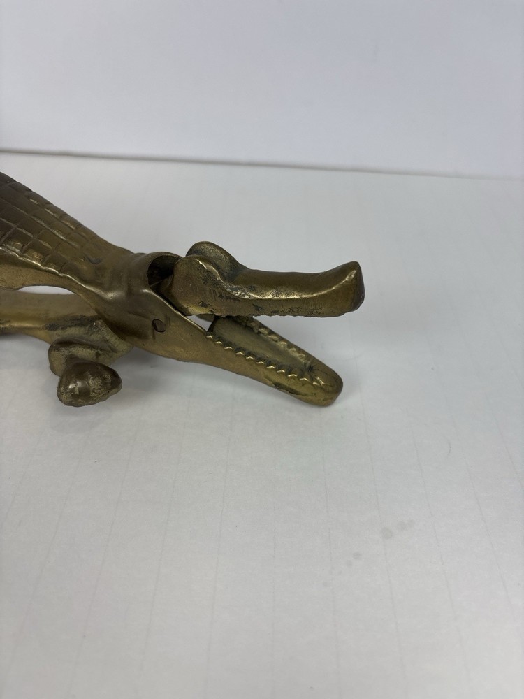 Vintage 10” Brass Alligator Nutcracker Crocodile Figural Nut Cracker