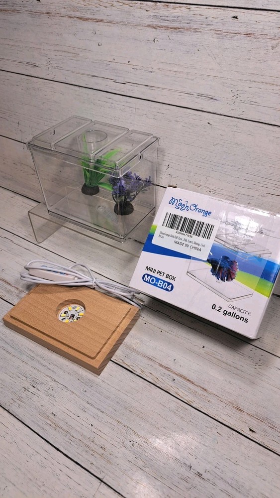 Mini Betta Fish Tank Kit with LED Light Base, Small Fish Bowl for Temporary...