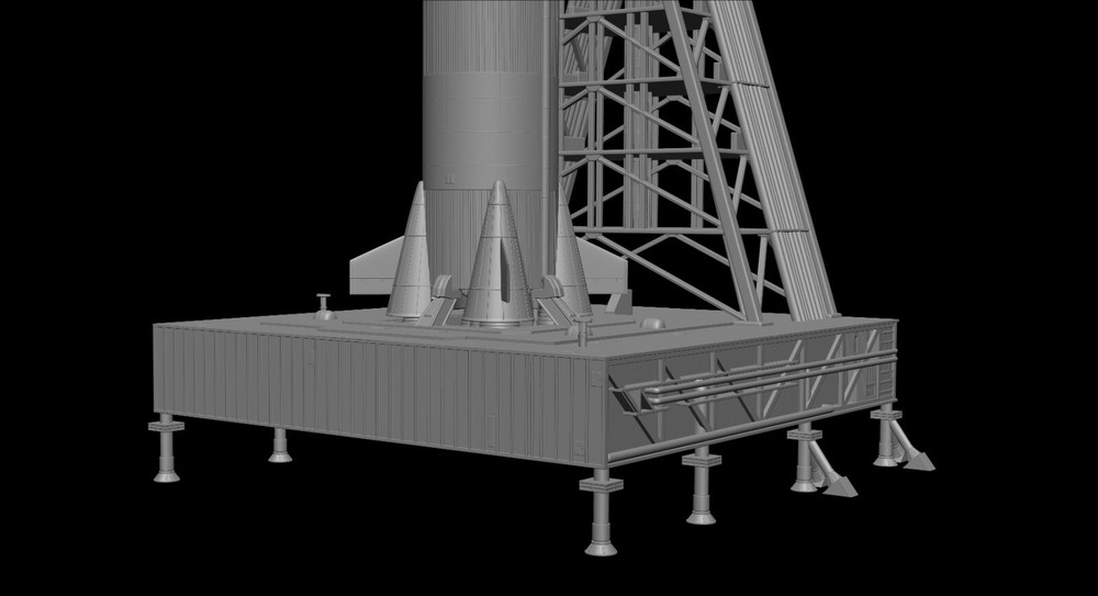 Saturn V Rocket and Launch Pad Apollo 3D model, file STL OBJ for 3D Printer