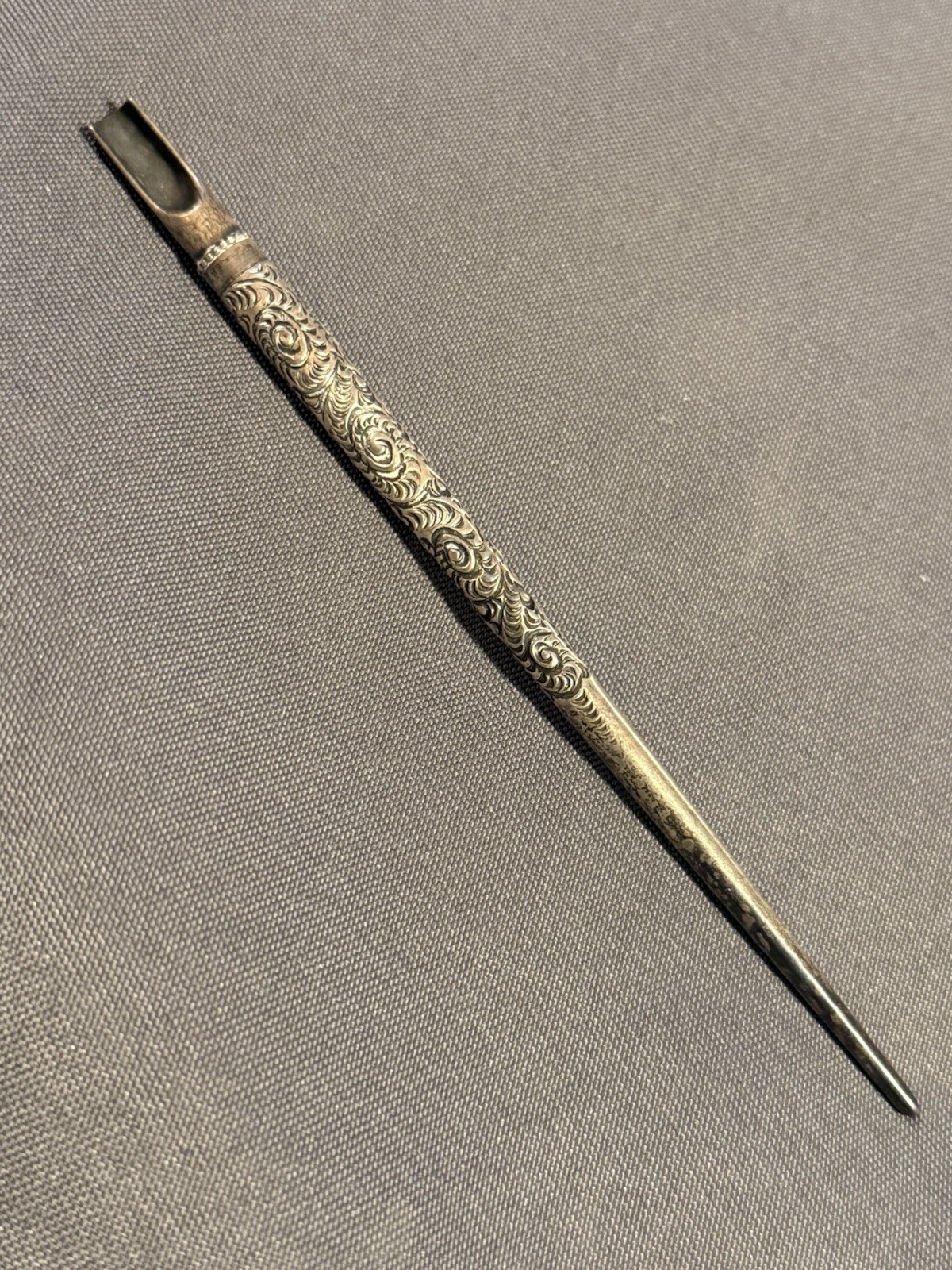 Antique Ornate Sterling Silver Dip Pen Holder quill inkwell